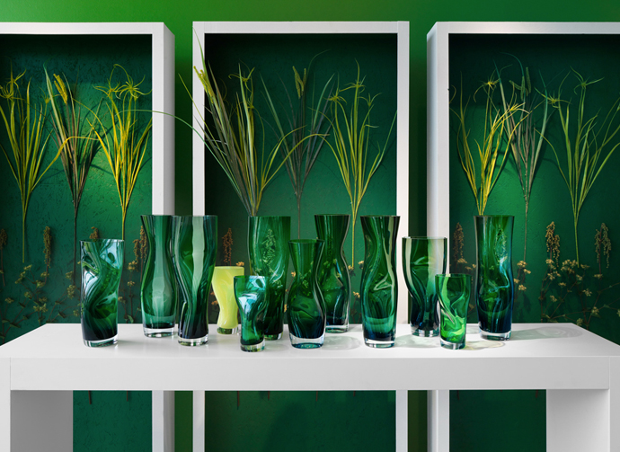 Squeeze crystal vases. Design Lena Bergström for Orrefors 1996