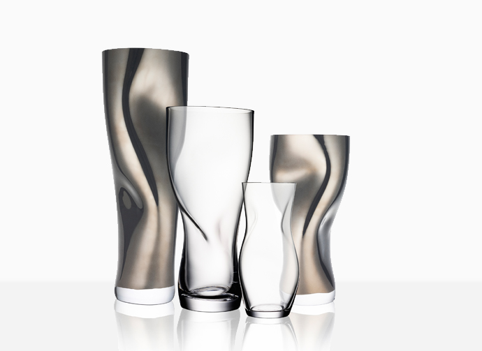 Squeeze crystal vases. Design Lena Bergström for Orrefors 1996