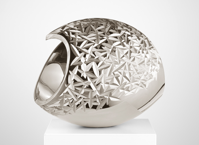 Planet Carat Pyrit. Unique crystal bowl. Design Lena Bergström. Orrefors 2016.